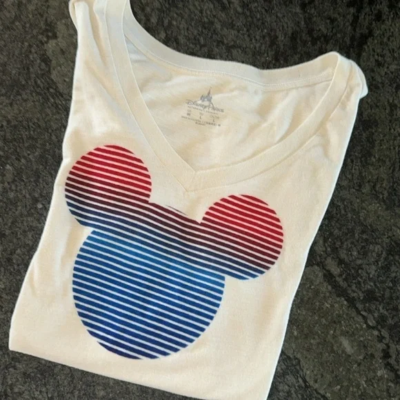 Disney parks, red and blue gradient MICKEY MOUSE V-neck T-shirt - Picture 4 of 6